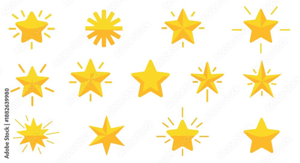 Fototapeta premium Golden stars collection with transparent background