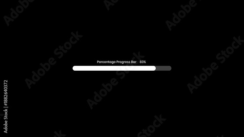 Percentage Progress Bar Motion Graphics Animation Video, RGB + Alpha Black Background.
