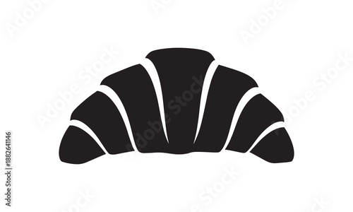 Single black silhouette of a flaky croissant on a white background.