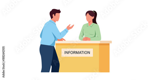 Customer service interaction at information desk