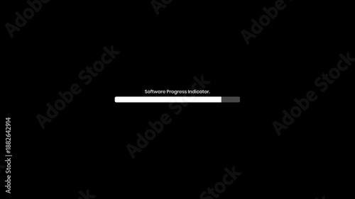 Software Progress Indicator Bar Motion Graphic Loop Animation Video, RGB + Alpha Black Background.