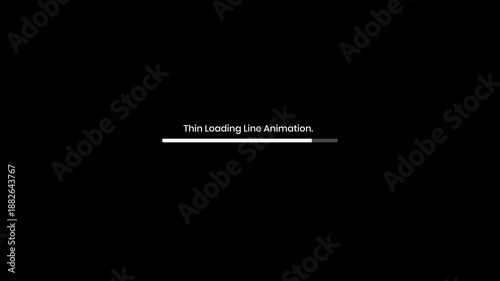 Thin Loading Line Loop Animation Motion Graphics Video, RGB + Alpha Black Background.