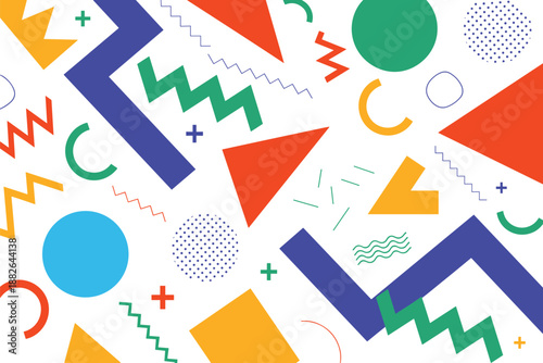 Colorful Abstract Memphis Geometric Shapes Vector Background