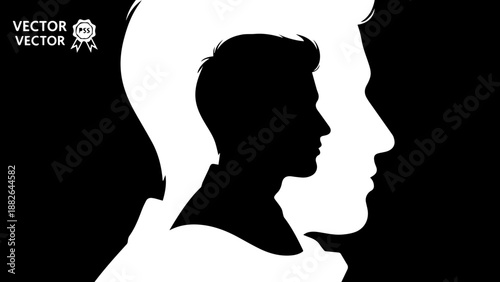 Black Hibiscus Flower Silhouette, Tropical Floral Blossom Icon Vector Illustration