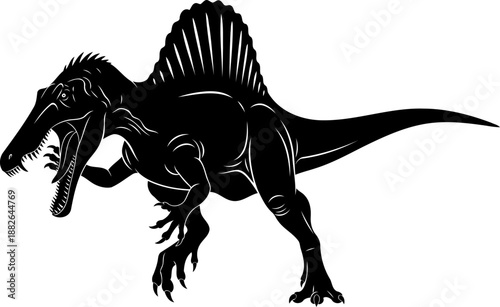 Aggressive spinosaurus predator vector illustration, a powerful bipedal dinosaur.