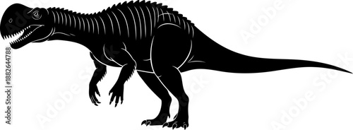 Allosaurus dinosaur silhouette, a detailed carnivorous theropod with visible skeletal features.
