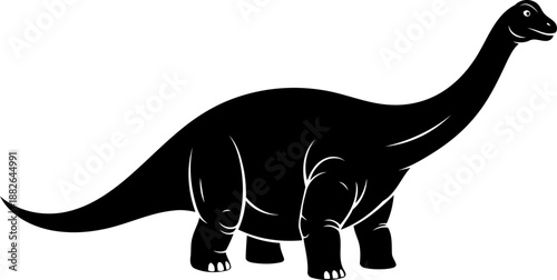 Apatosaurus dinosaur silhouette, a massive sauropod standing with its long neck.