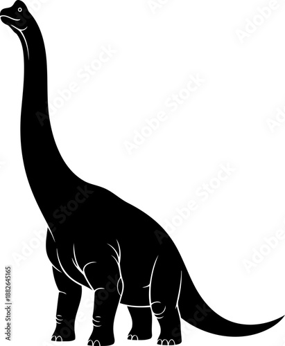 Brachiosaurus dinosaur silhouette, a long-necked sauropod depicted in a resting position.