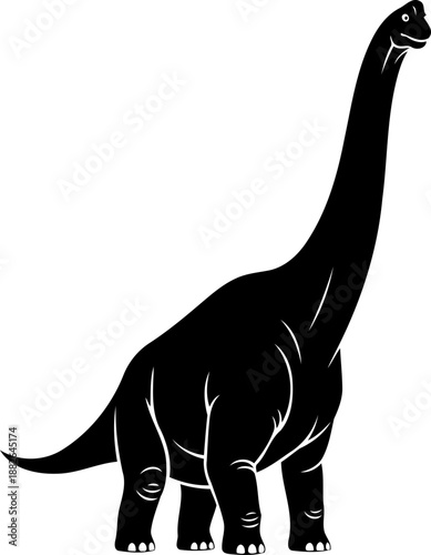 Brachiosaurus dinosaur silhouette, a long-necked sauropod standing in profile view.