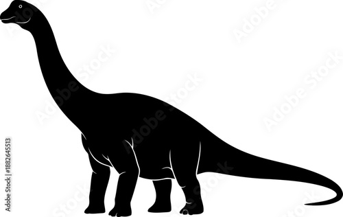 Gigantic brachiosaurus dinosaur silhouette, a sauropod standing tall with its characteristic long neck.