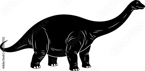 Long-necked apatosaurus dinosaur silhouette, a gentle giant of the jurassic period.