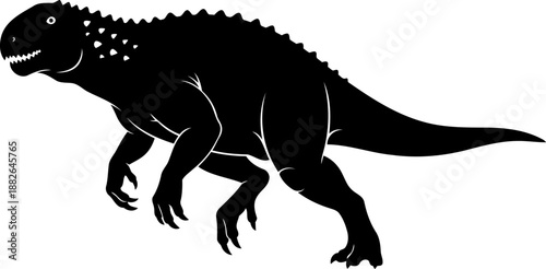 Majungasaurus dinosaur silhouette, a robust carnivorous theropod with distinctive bony osteoderms.