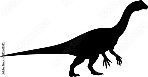 Plateosaurus dinosaur silhouette, a bipedal prosauropod walking in profile.