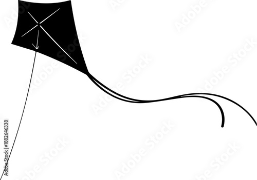 Simple Silhouette of a Black Kite Soaring in a Clear Bright Blue Sky with Gradient