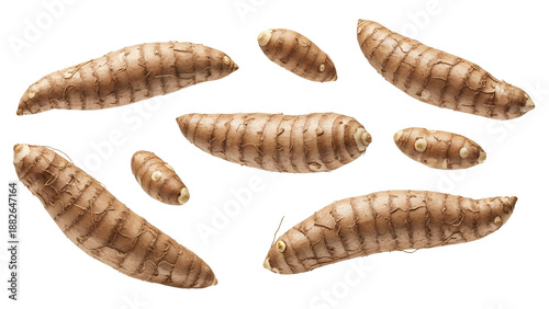 Wallpaper Mural Fresh organic Jerusalem artichoke tubers floating isolated on pristine white background nutritious healthy root vegetable Torontodigital.ca