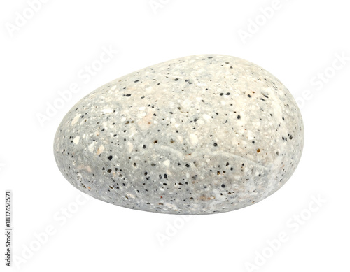 Textured, speckled egg-shaped stone isolated on a dark background