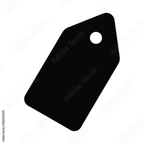 Black silhouette of a tag with a hole