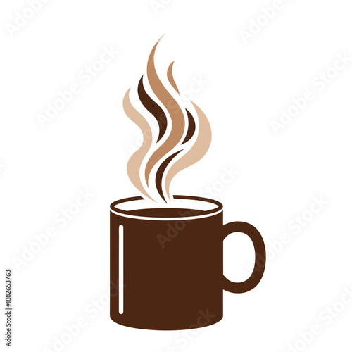 Steaming Coffee Cup Icon - Warm Beverage Mug with Swirling Steam