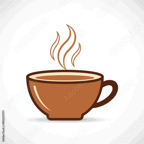 Steaming Coffee Cup Icon - Hot Beverage Aroma Vector Art