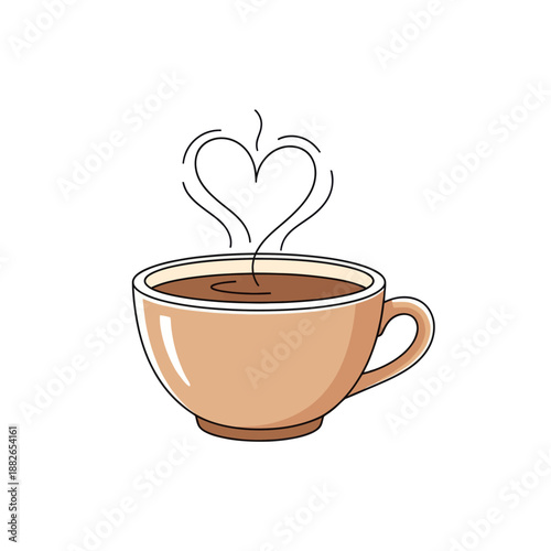 Warm Heart Shaped Steam Rising from Coffee Cup