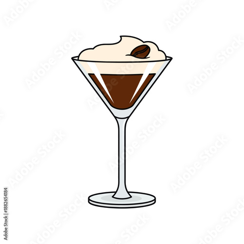 Espresso Martini Cocktail with Cream and Coffee Bean Garnish