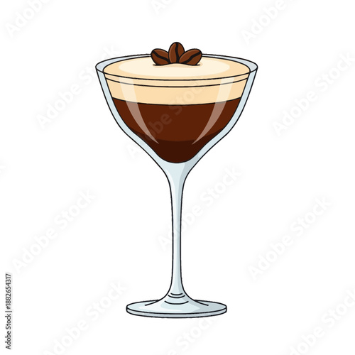 Espresso Martini Cocktail with Coffee Beans Garnish