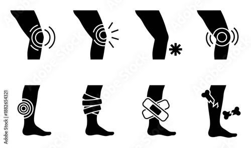 Shin Pain Icons - Line & Filled Style Vector Set