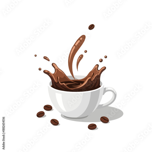 Dynamic Coffee Splash and Beans