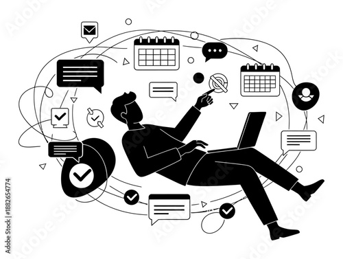 Remote Work Concept - Floating Freelancer with Laptop