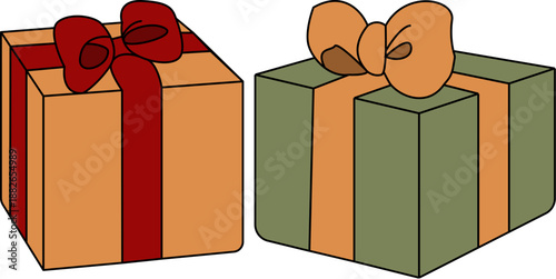 Cartoon Gift Boxes with Ribbons Illustration