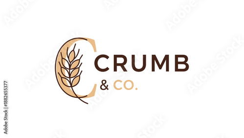 Crumb and Company logo design with wheat symbol.