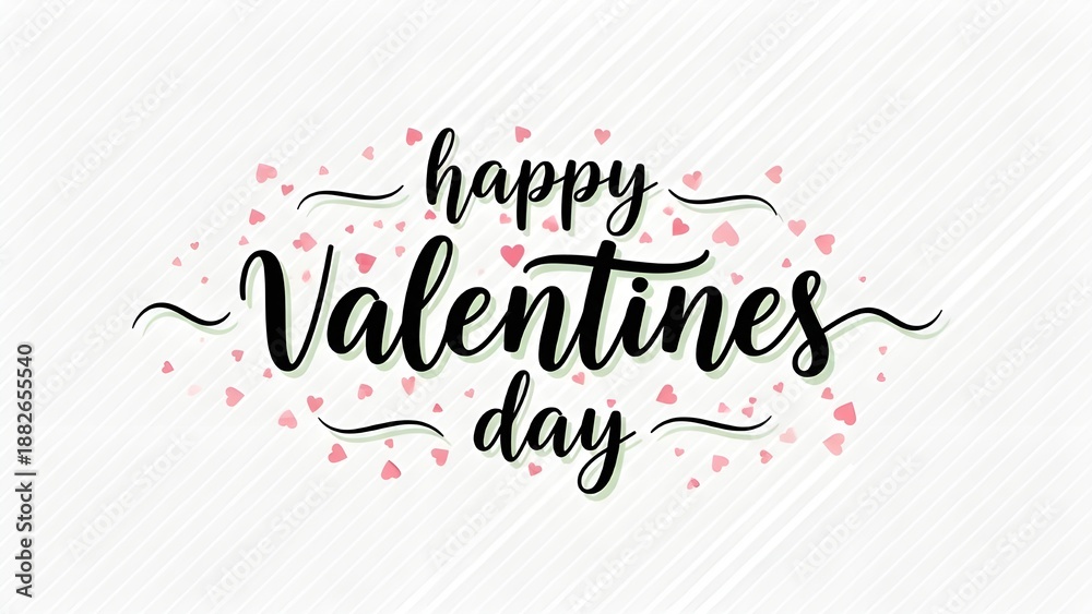 Fototapeta premium Happy valentine's day wishes greeting card with romantic typography and pink heart decorations