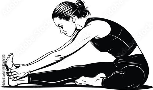 Woman stretching exercise illustration for yoga, fitness, flexibility and healthy lifestyle

