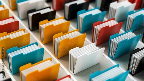 Colorful document folders organization system for office file management
