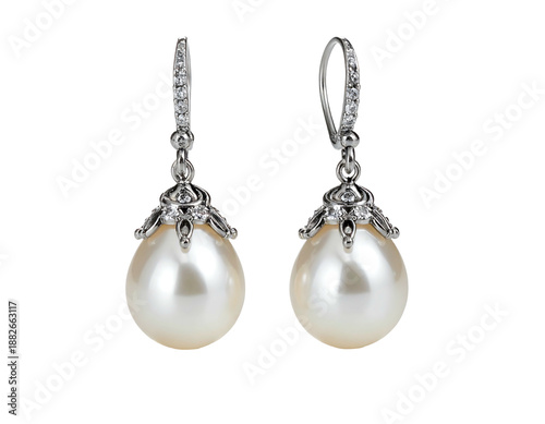 Elegant drop earrings with large pearls and sparkling accents