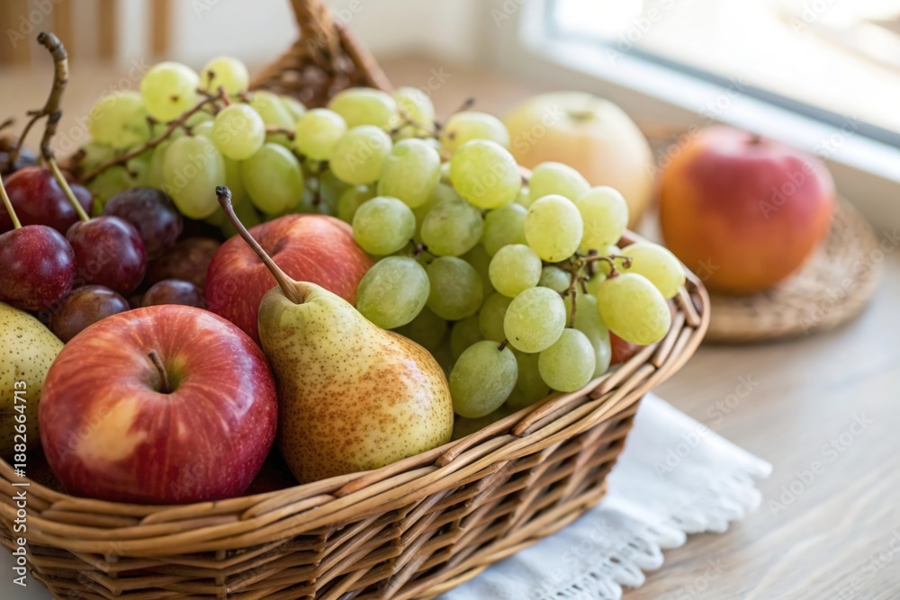custom made wallpaper toronto digitalA basket of fruit including apples, pears, and grapes