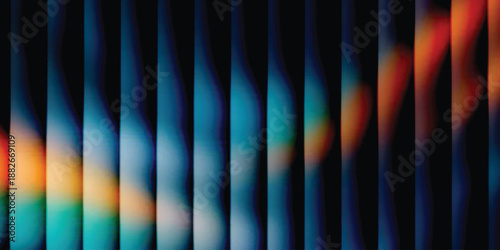 Grainy background glowing blurred color flow banner poster cover design, noise texture. Refracted Glass Gradient Effect. Ribbed glass morphism texture.