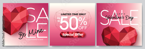 Happy Valentines Day typography with handwritten calligraphy text, isolated on pink background. Romantic Template design for celebrating valentine's Day on 14 February. Sale banner design template.