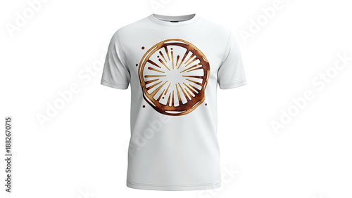 White T-shirt with Coffee Ring Stain Graphic