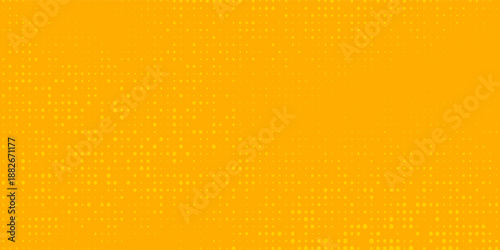 Yellow halftone pattern. Retro comic gradient background. Bright orange pixelated dotted texture overlay. Vector backdrop for poster, banner, advertisement. vector illustration