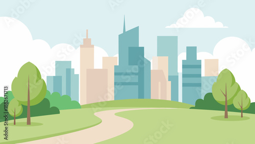 Modern City Park Vector Illustration