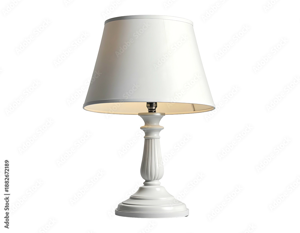 Fototapeta premium Classic white table lamp with ornate base and conical shade