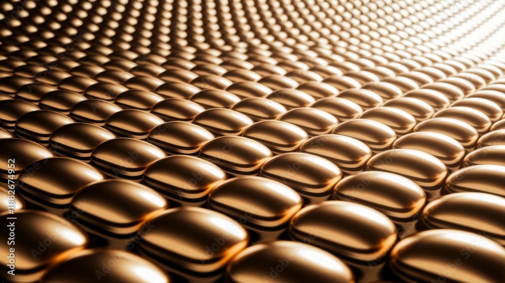 Fototapeta premium Golden Metallic Hexagonal Honeycomb Abstract Background