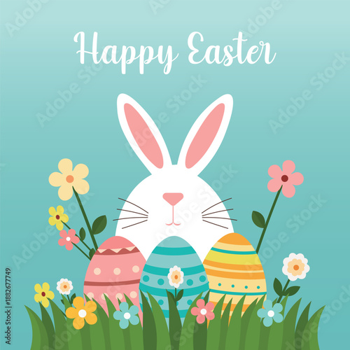 Cute Easter Rabbit Spring Illustration