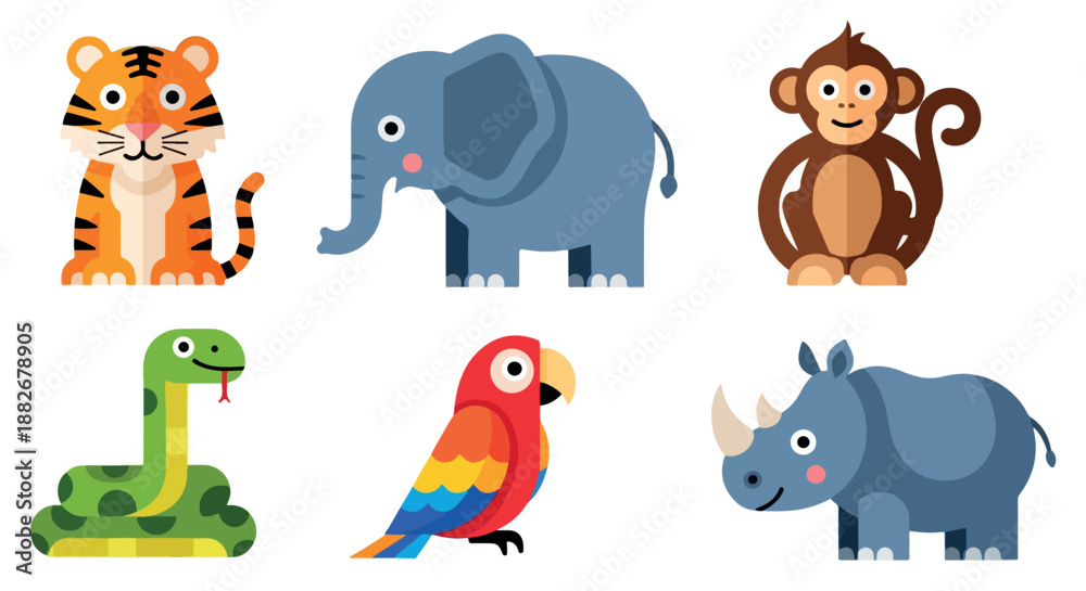 Obraz premium Animal icons set with transparent background