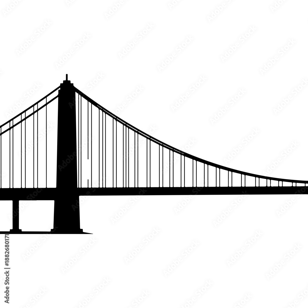 Fototapeta premium Bridge Illustration in Black and White