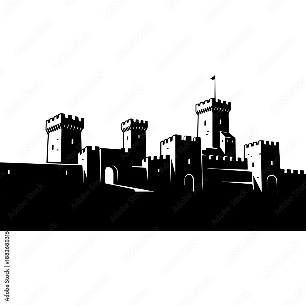 Fototapeta premium Silhouette of a Medieval Castle