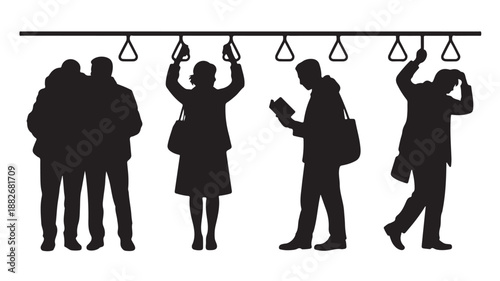 Commuters Holding Handles on Public Transportation