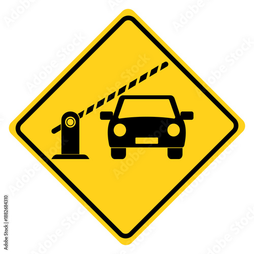 Car barrier warning sign, Automatic barrier warning sign. Flat vector illustration design