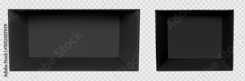 3d booth stand set with black corner and mockup wall for tradeshow exhibition. Empty square room with backdrop display interior and office showroom space. Blank pop up store area perspective template